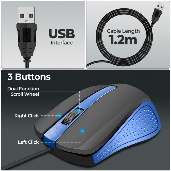 Foxin Glance Blue Wired USB Mouse Foxin Glance Blue Wired USB Mouse