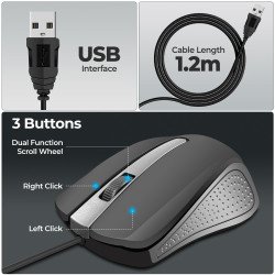 Foxin Glance Grey Wired USB Mouse Foxin Glance Grey Wired USB Mouse