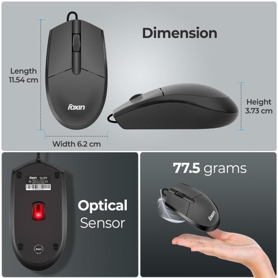 Foxin Glide Wired USB Laptop Mouse Foxin Glide Wired USB Laptop Mouse