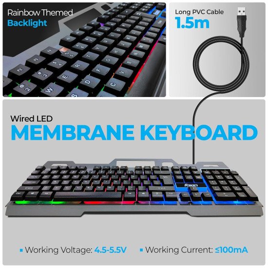 FOXIN Thunder Gaming Backlit Keyboard with Mouse Combo FOXIN Thunder Gaming Backlit Keyboard with Mouse Combo